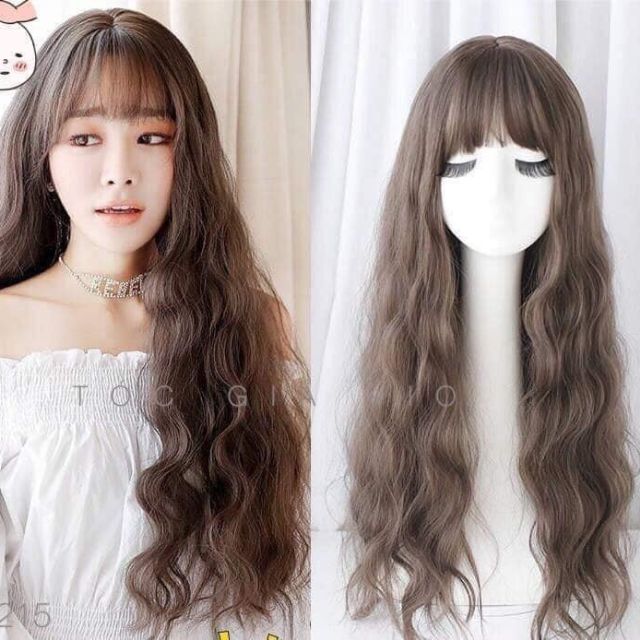 Tóc giả nguyên đầu xù dài ❤️ FREESHIP ❤️ tóc nguyên đầu tặng kèm lưới