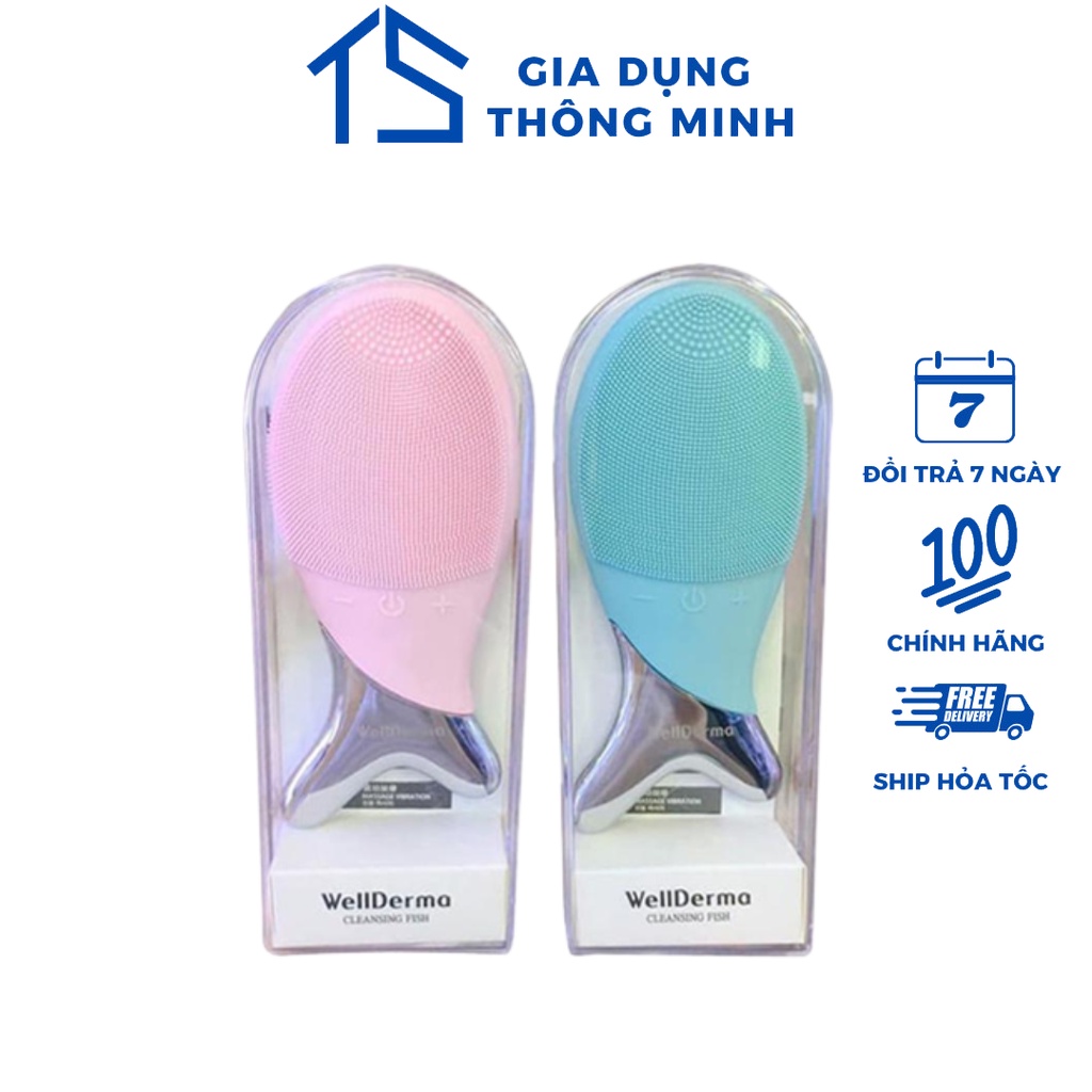 Máy rửa mặt đuôi cá WellDerma Cleansing Fish nhỏ gọn tiện dụng massage nâng cơ và tẩy sạch mụn cho da mặt
