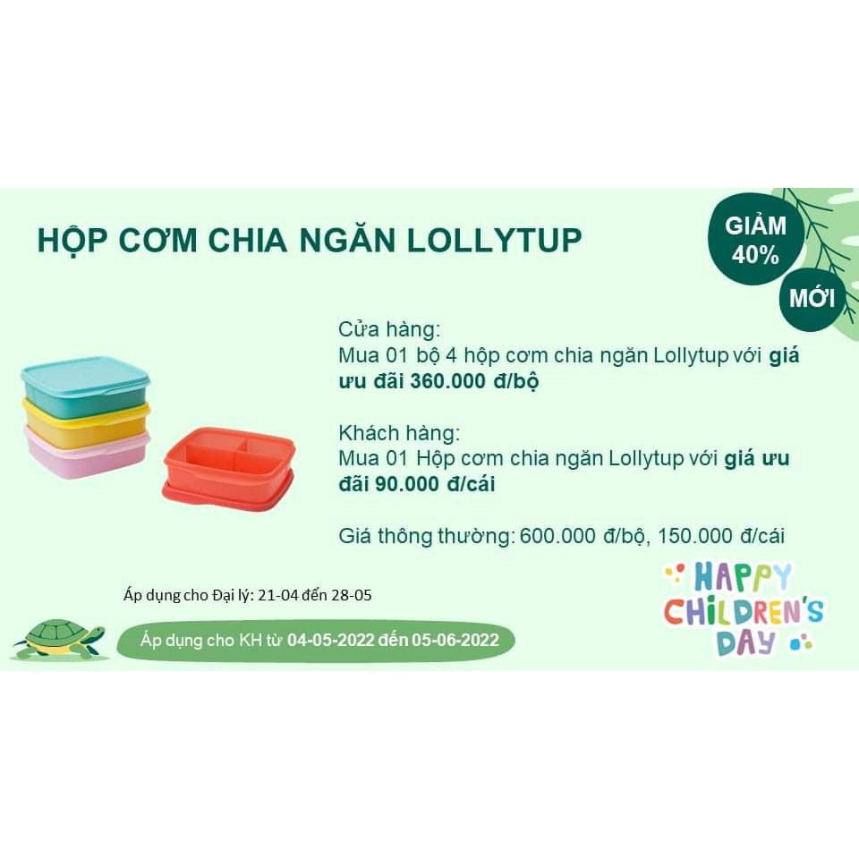 Hộp cơm chia ngăn cho bé, văn phòng LollyTup 550ml Tupperware chính hãng, CAMIHOME phân phối