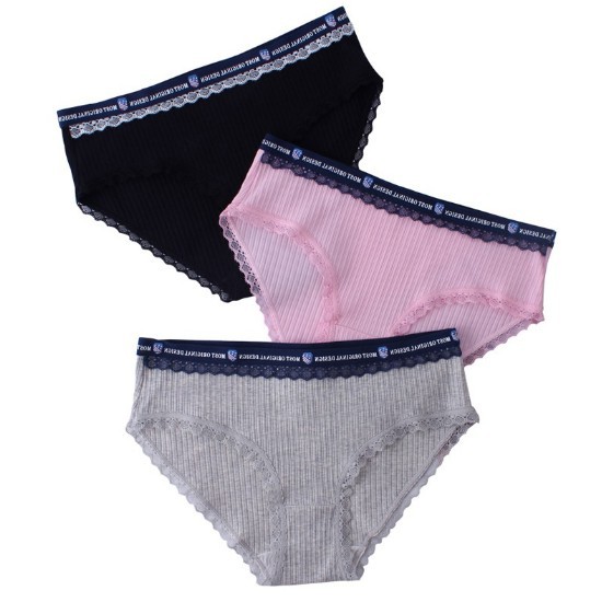 Quần lót nữ giá rẻ🔥FREESHIP🔥QUẦN COTTON TĂM CẠP VIỀN REN CHỮ | BigBuy360 - bigbuy360.vn