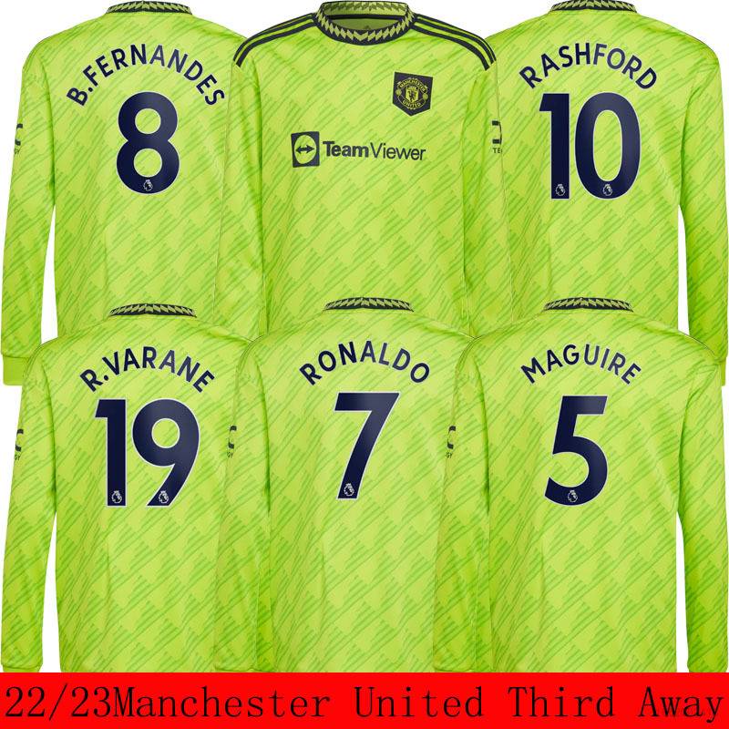 Áo Thun Thể Thao Tay Dài 22 / 23 MU Cho Fan Bóng Đá Ronaldo Rashford Varane Maguire Fernandes