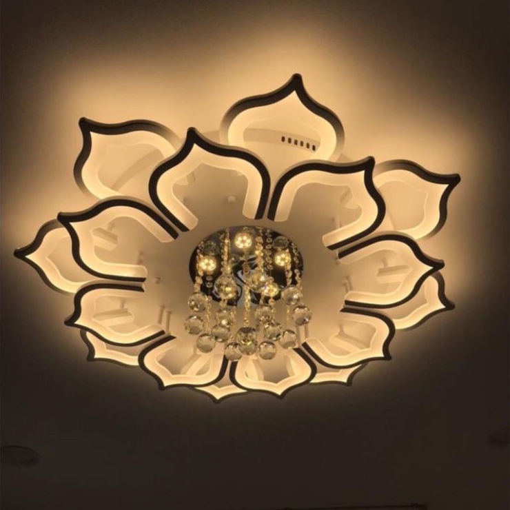 Đèn Ốp Trần Trang Trí Phòng Khách Hình Hoa Sen, Đèn Mâm Led Ốp Trần Hiện Đại,Sang Trọng