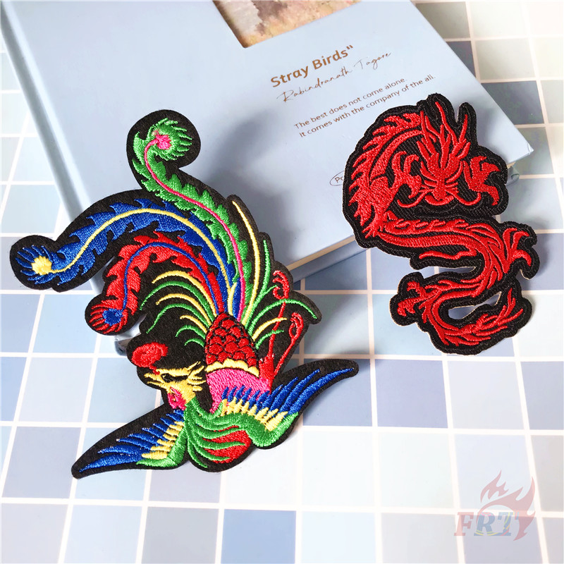 ☸ Red Dragon &amp; Phoenix Iron-On Patch ☸ 1Pc Mythical Creatures DIY Sew on Iron on Badges Patches