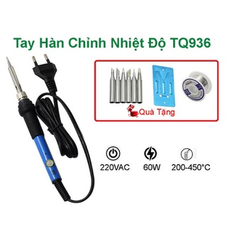 Combo tay hàn chỉnh nhiệt độ tq936 mỏ hàn thiếc tq 936 220v-60w kèm thiếc + kệ hàn + 5 mũi hàn