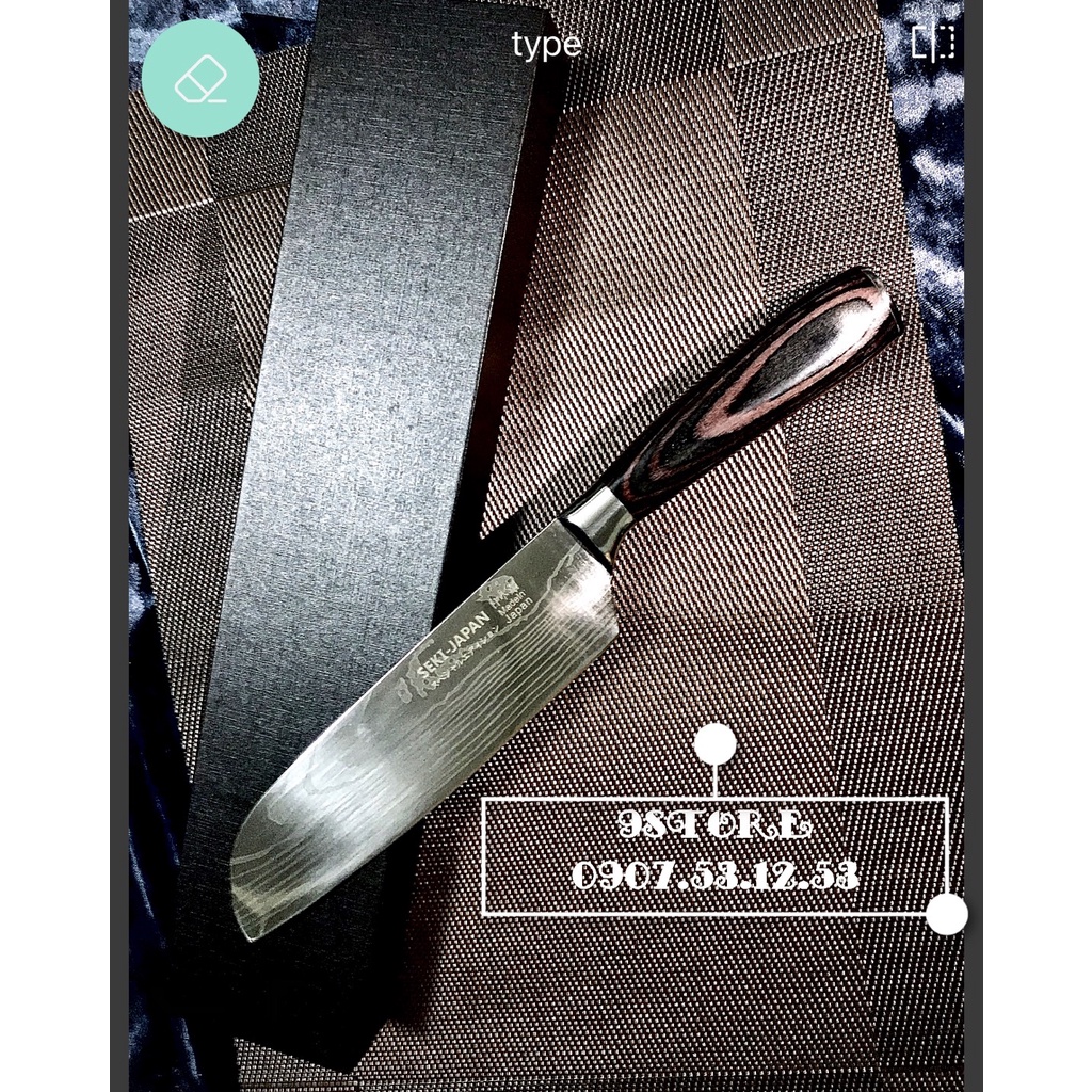 01 Dao SEKI JAPAN Damascus vân gỗ - inox sus 304 cao cấp