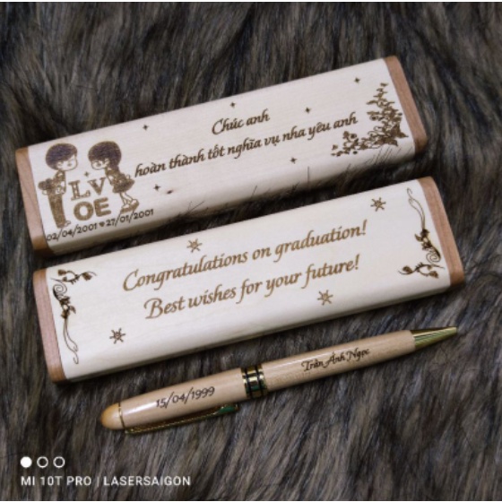 Bút Gỗ - Hộp bút gỗ cao cấp - Quà tặng ltri ân ễ tốt nghiệp, thầy cô, đồng nghiệp khắc tên hình ảnh theo yêu cầu