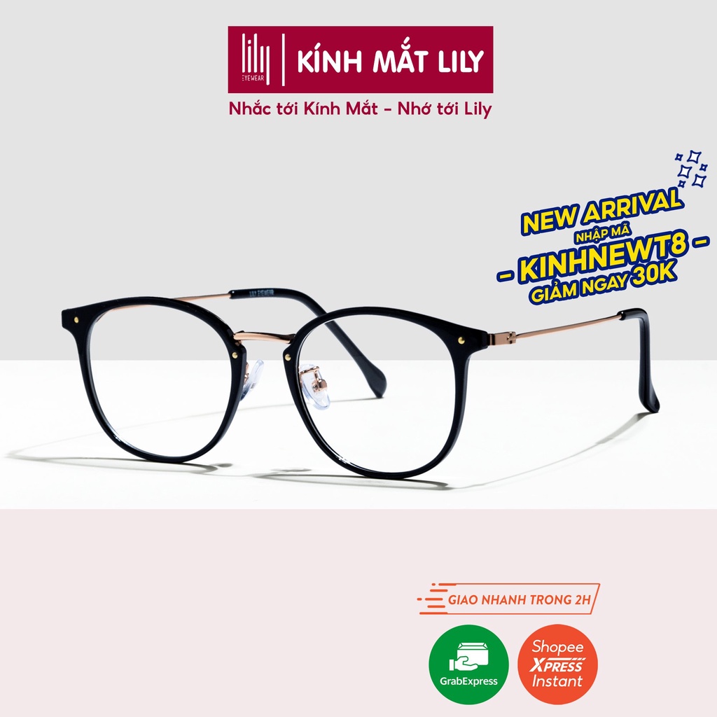 Gọng kính mắt tròn nữ LILYEYEWEAR chất liêu nhựa thanh nhẹ dễ đeo màu sắc thời trang kiểu dáng thời thượng 01260