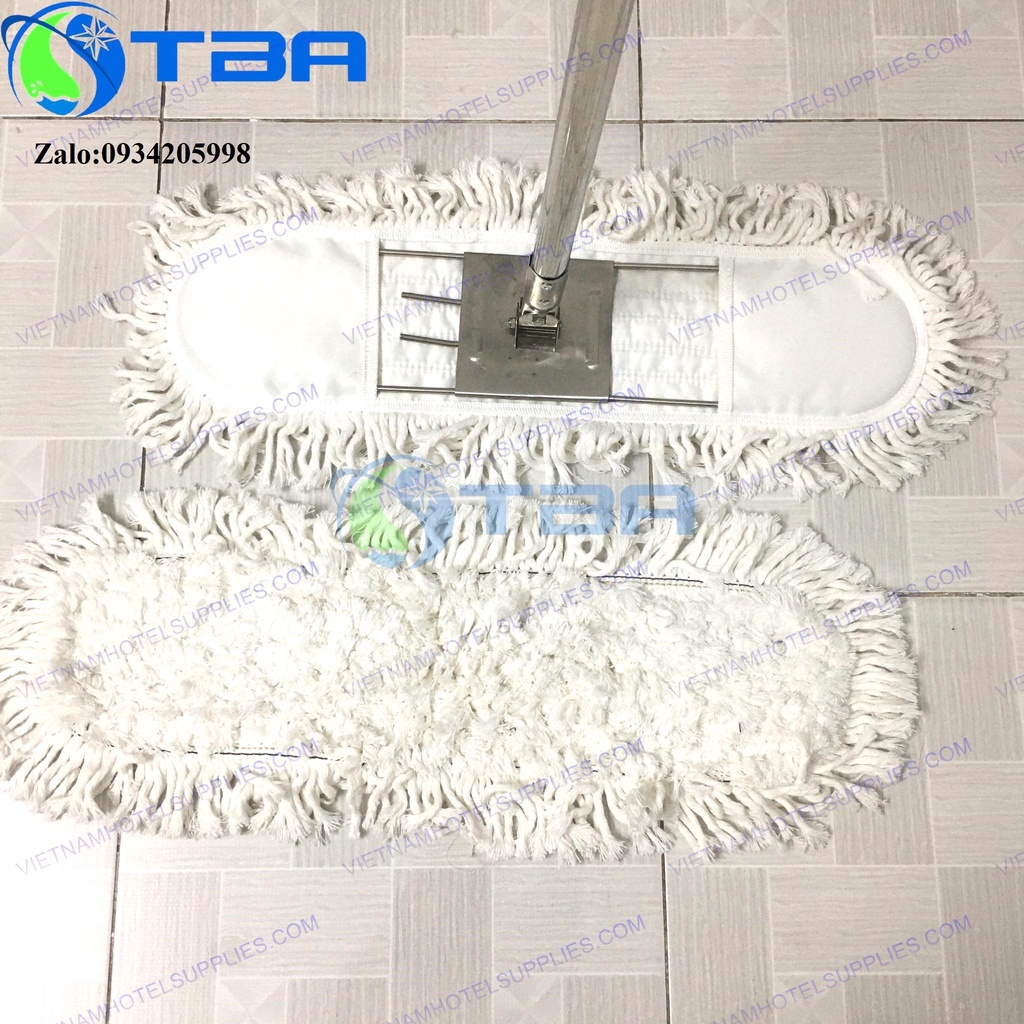 Combo cây lau sàn công nghiệp 60cm sợi cotton màu trắng nhập khẩu cao cấp