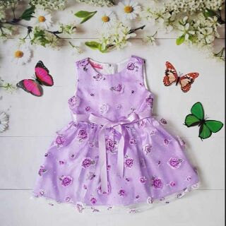 Váy đầm voan kiếng hoa hồng bé gái