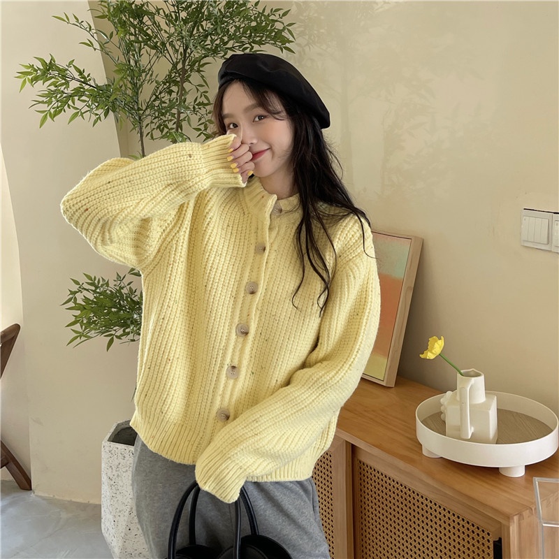 Korean Women loose long-sleeved sweater knit cardigan jacket