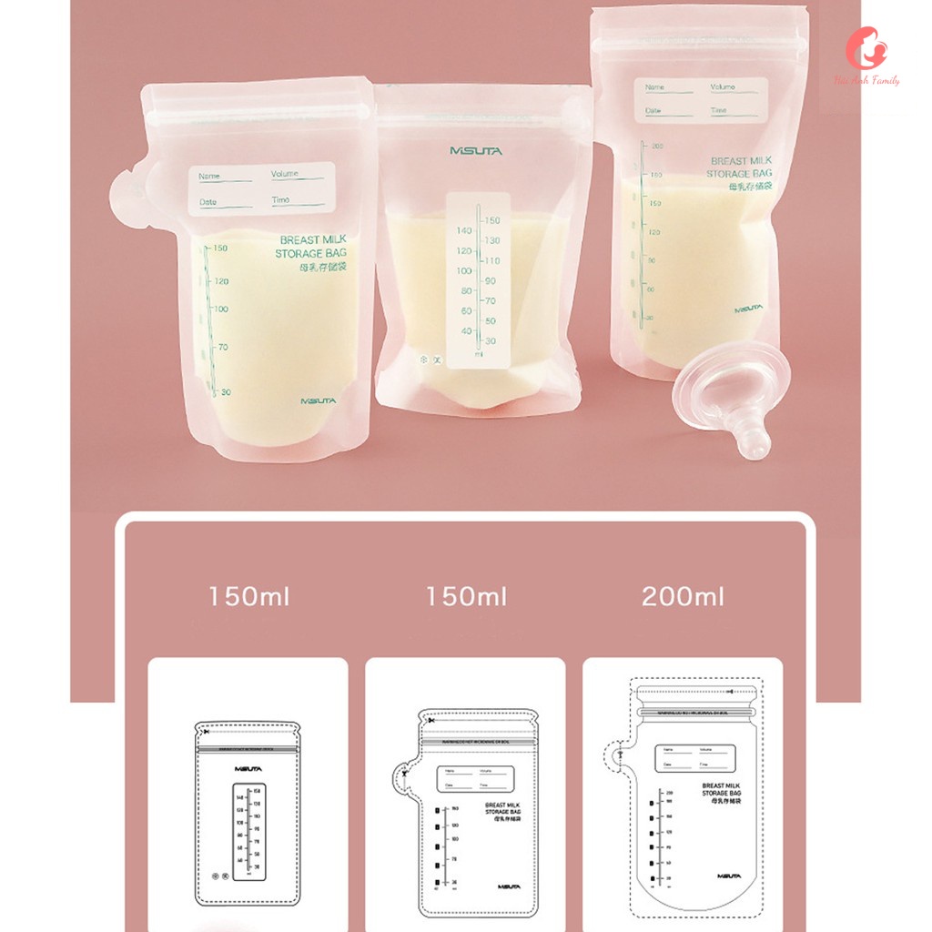 Túi trữ sữa Misuta 150ml 200ml, hộp 30 túi