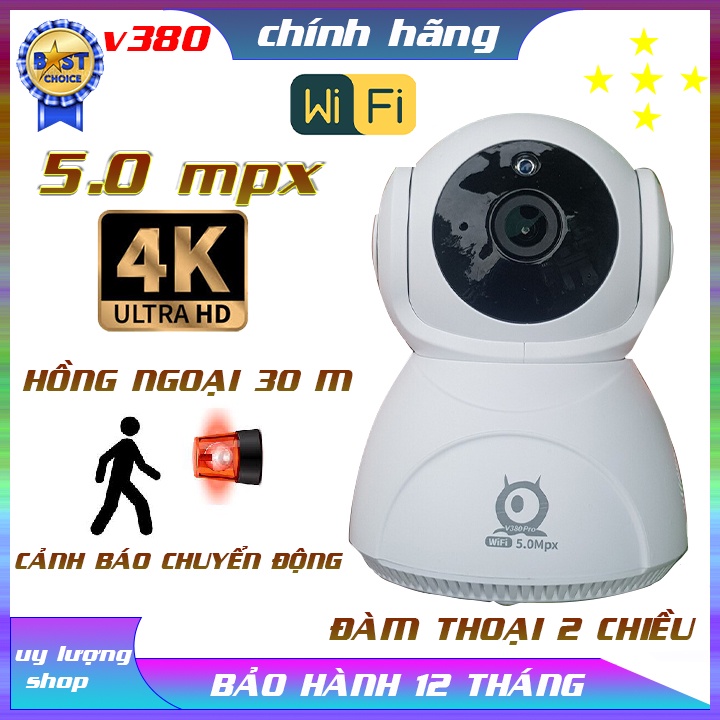 Camera ip wifi V380 Q8HD-5Mpx đàm thoại 2 chiều, dễ dàng cài đặt