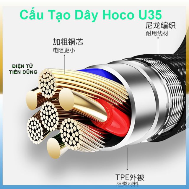 Dây cáp sạc nhanh iphone - ipad U35 tự ngắt khi sạc đầy chính hãng HOCO