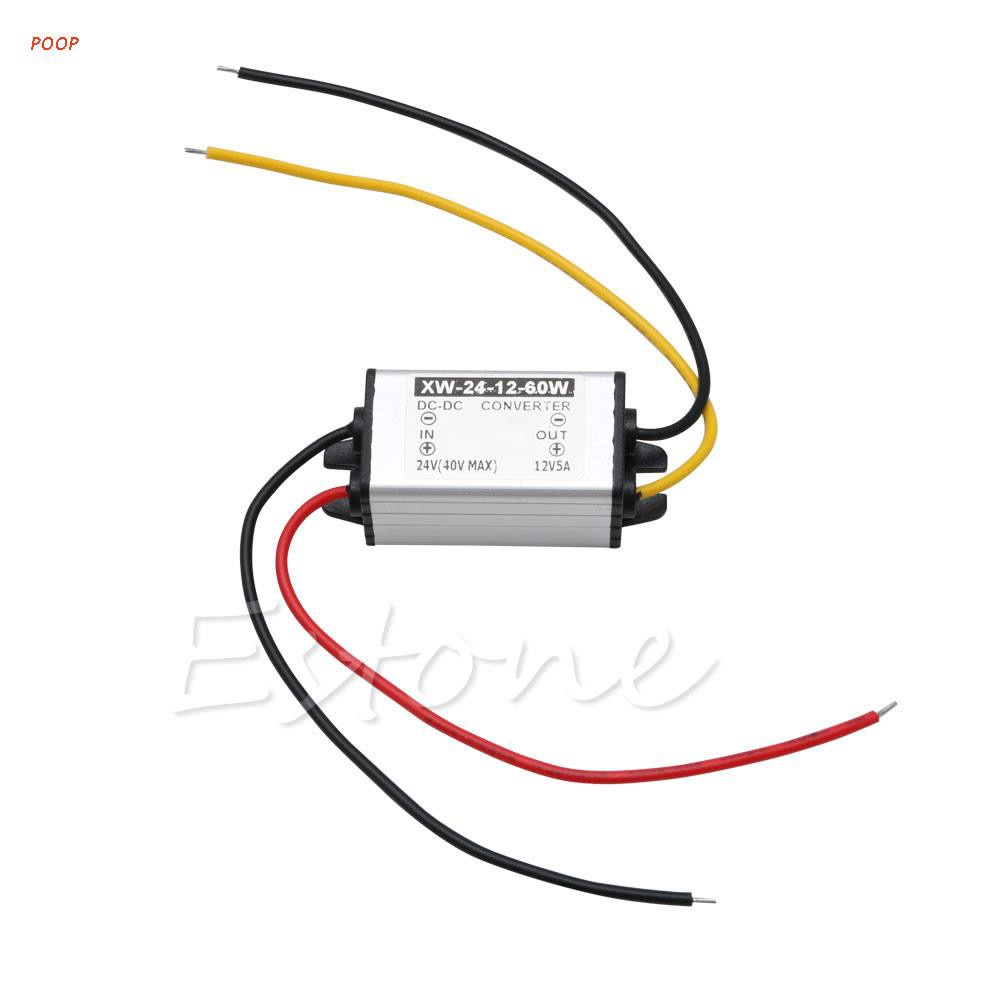 POOP New Waterproof Car Truck DC 24V To DC 12V 5A 60W Power Converter Supply Adapter