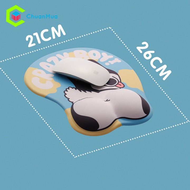 Tấm Lót Chuột Silicon 3D Mông Cún Cực Cute Cỡ Lớn, Bàn Di Chuột Có Đệm Hoạt Big Butt Hình Dễ Thương Chống Mỏi Cổ Tay