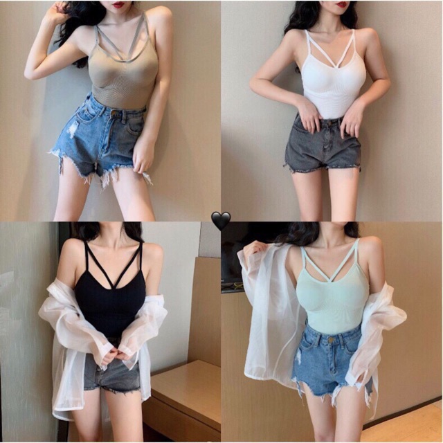 Áo Bra Cotton Dáng Dài Đệm Bàn Tay Cao Cấp V88