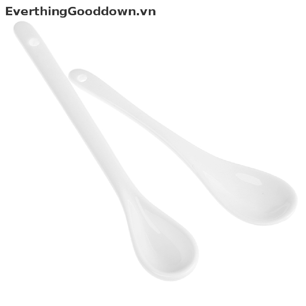 Everthinggood Muỗng Sứ Trắng Ngắn Tay Dài Ăn Súp Trà Tráng Miệng