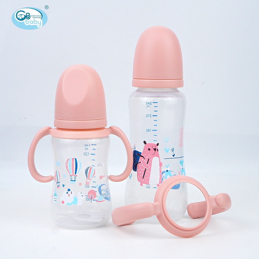 Bình Sữa PP  dung tích 180ml 240ml có tay cầm GB-Baby Chính Hãng