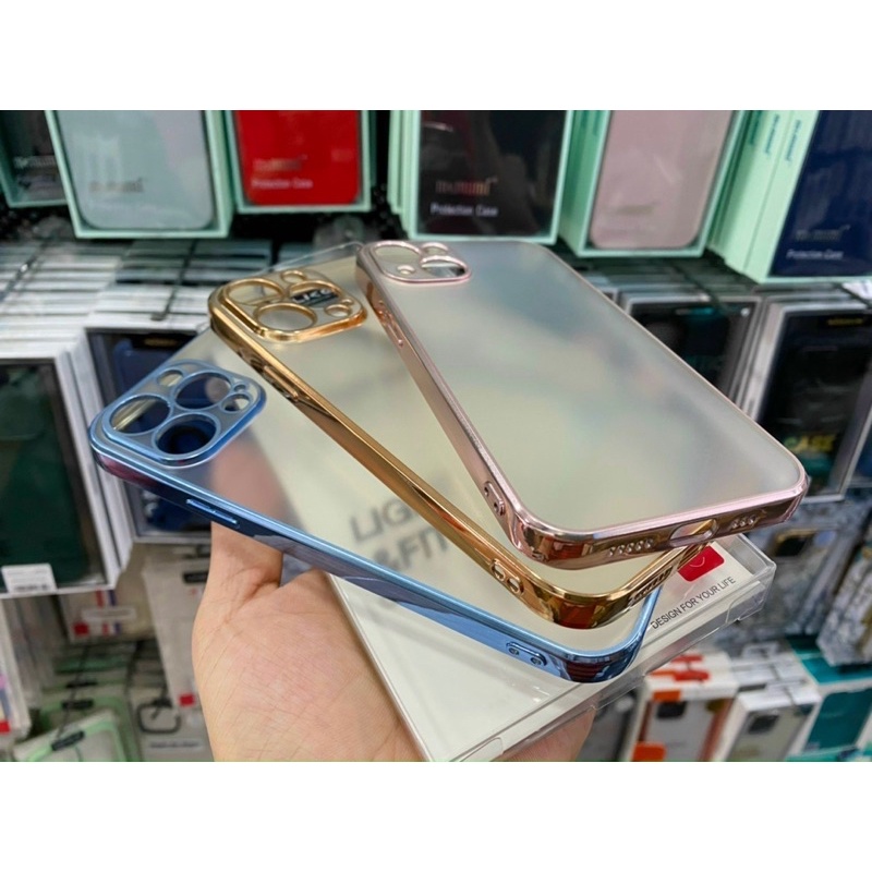 Ốp Lưng Likgus Nhám iPhone 13, 13 Pro, 13 Pro Max viền màu xanh chuẩn màu máy bảo vệ cụm camera