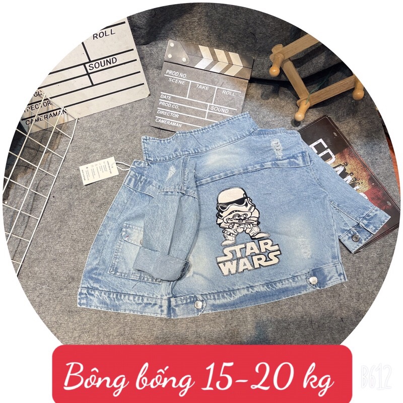Áo khoác jean bò mềm cho bé trai Size