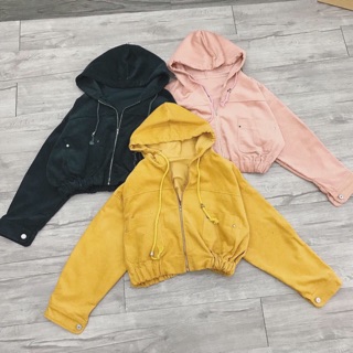 ÁO KHOÁC NHUNG GÂN CROPTOP (KÈM HÌNH THẬT)
