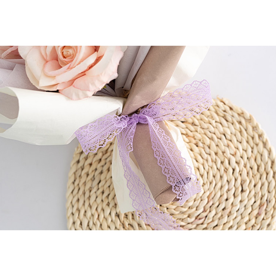 Cuộn Dây Ruy Băng Ren 3Cm 5M Dùng Gói Hoa Thủ Công