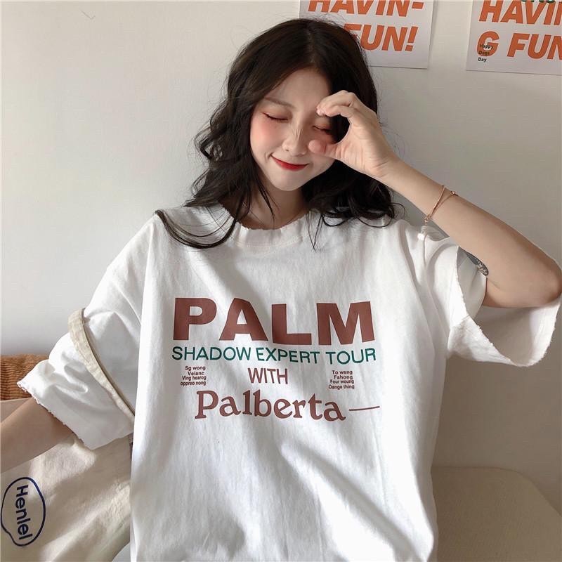 Áo phông nữ nam form rộng giấu quần unisex thun basic teen cổ tròn cotton oversize giá rẻ in style ulzzang PALM