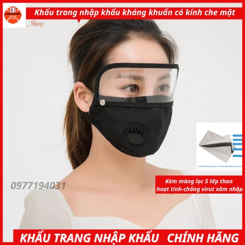 Khẩu trang vải kháng khuẩn có màng lọc bụi5 lớp than hoạt tính chống bụi bẩn