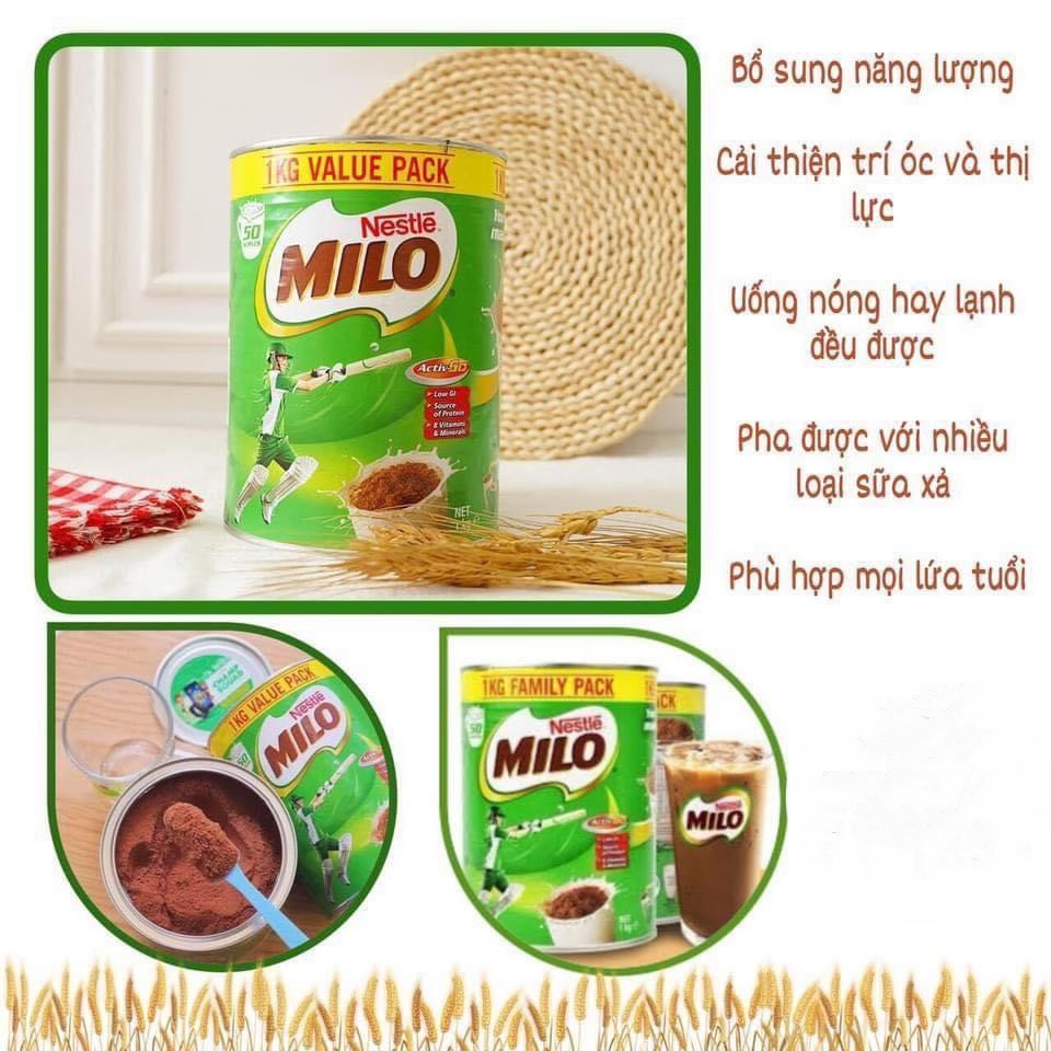 Sữa bột Nestle MILO 1KG Oz Mart Hàng Úc Nội Địa tăng cường năng lượng