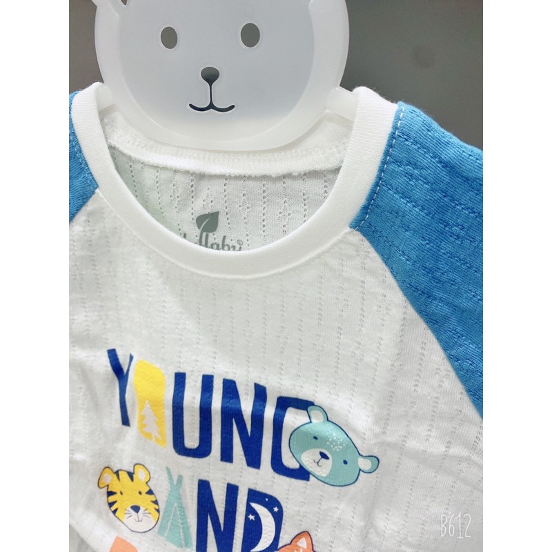 Bộ cộc tay cài vai raglan bé trai/ bé gái Lullaby 2021 vải thông hơi