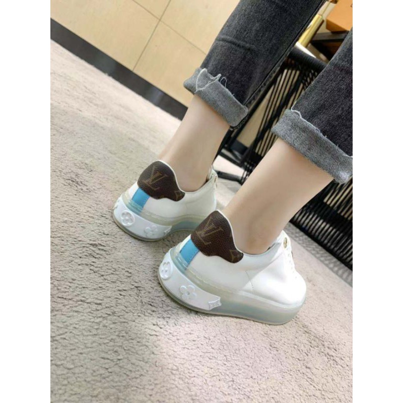 Giày trắng thể thao da bò cao cấp logo LV 2021