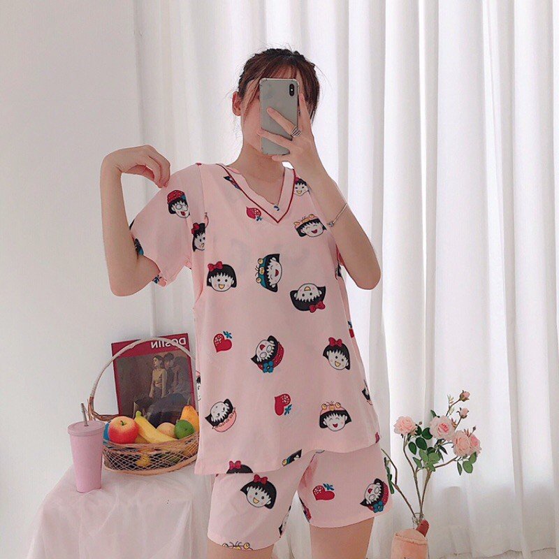 Bộ bầu mặc nhà cotton cộc tay nhiều họa tiết trẻ trung size đến 70kg