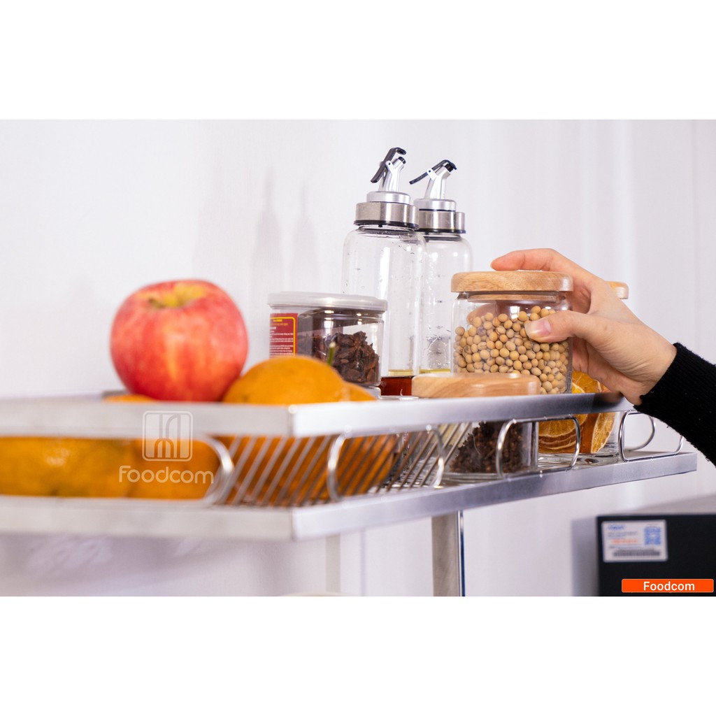 Kệ chén, sóng chén đa năng Foodcom, inox màu bạc cao cấp chống rỉ sét, dài 86-106cm,TẶNG KÈM khăn lau bếp