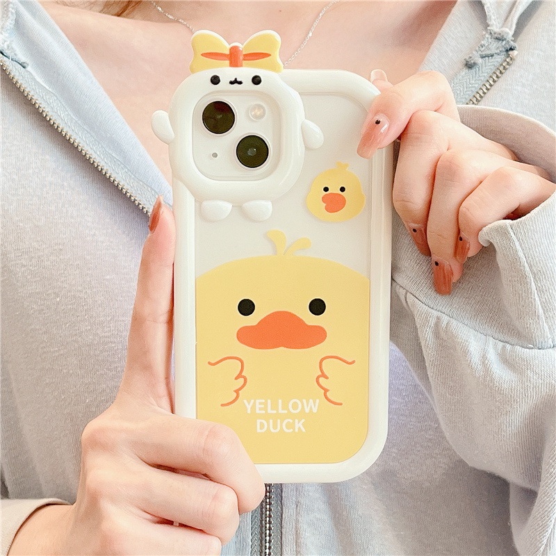 Vỏ điện thoại hình con vịt màu vàng dễ thương tương thích cho iphone 11 12 13 14 pro max 6 6s 7 8 plus xr x xs max se 2020 little monster anti-shatter vỏ máy ảnh bảo vệ chống va đập tpu mềm