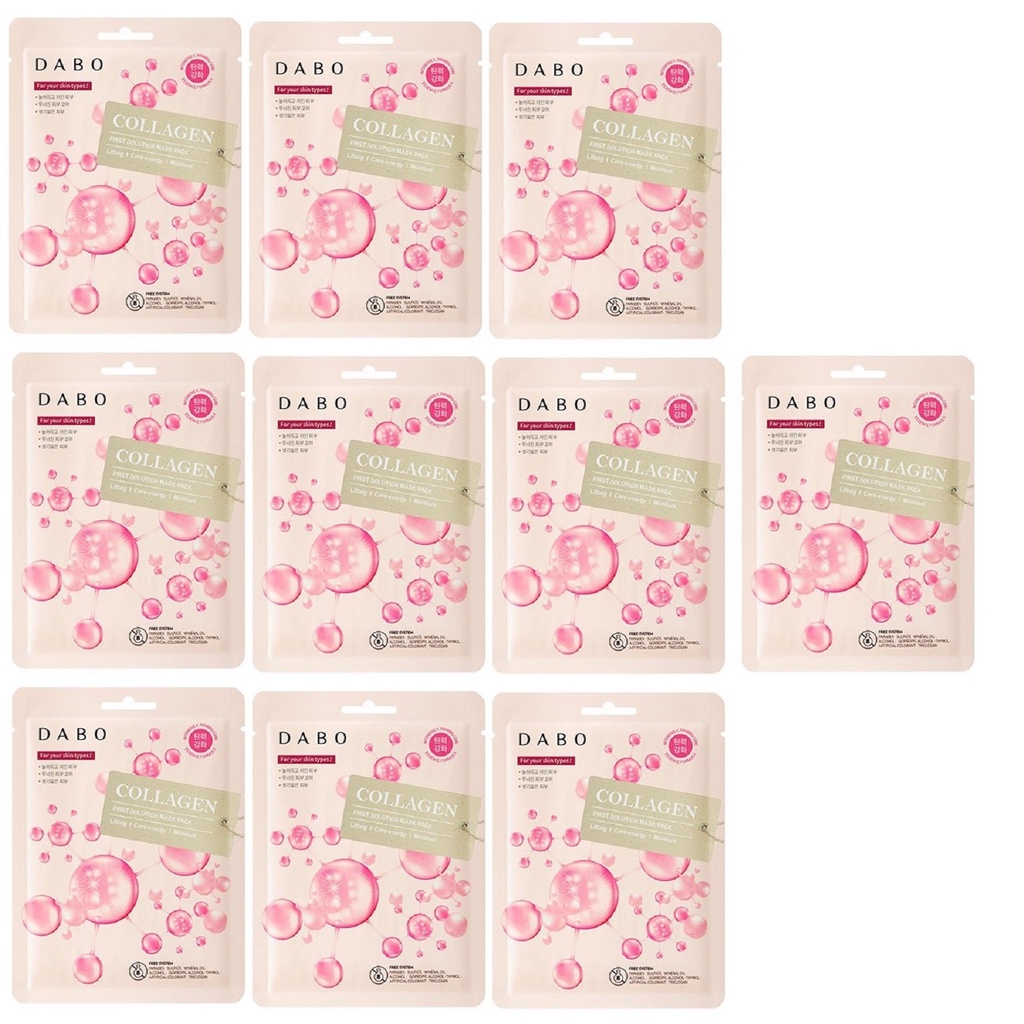 Bộ 10 Miếng Đắp Mặt Nạ Collagen Xoá Nám, Xoá Tàn Nhang, Dưỡng Trắng Da Dabo Hàn quốc 23g/ gói- HÀNG CHÍNH HÃNG