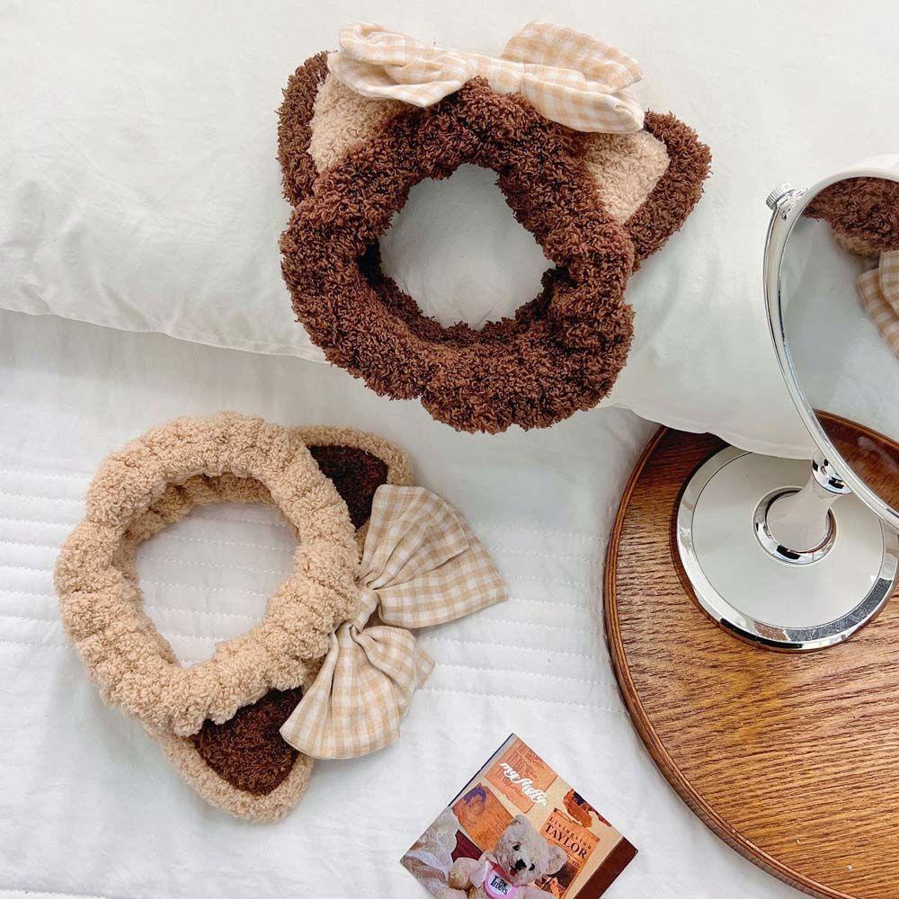 Băng Đô Cài Tóc Co Giãn Hình Tai Thỏ Bằng Vải Lông Dễ Thương