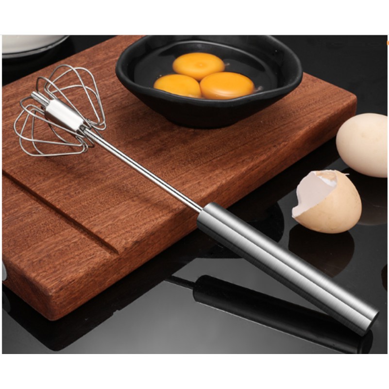 Cây đánh trứng inox 304 cơ xoắn, nhấn nhẹ tự xoay 2 chiều vệ sinh an toàn thực phẩm khuyến mãi Hcm