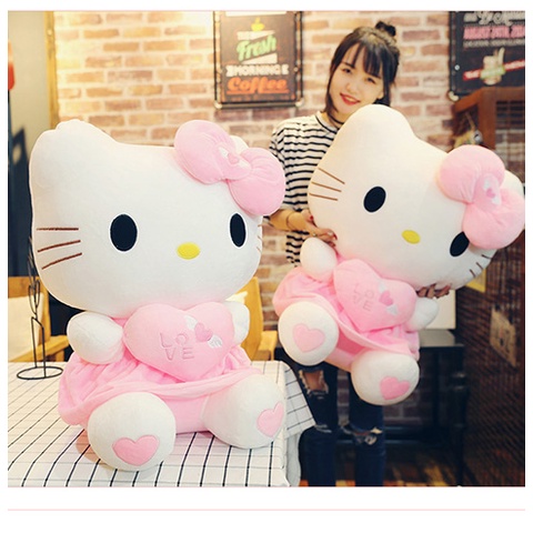 [Hàng mới về] Thú nhồi bông Hello Kitty Tim Hồng Xinh xắn