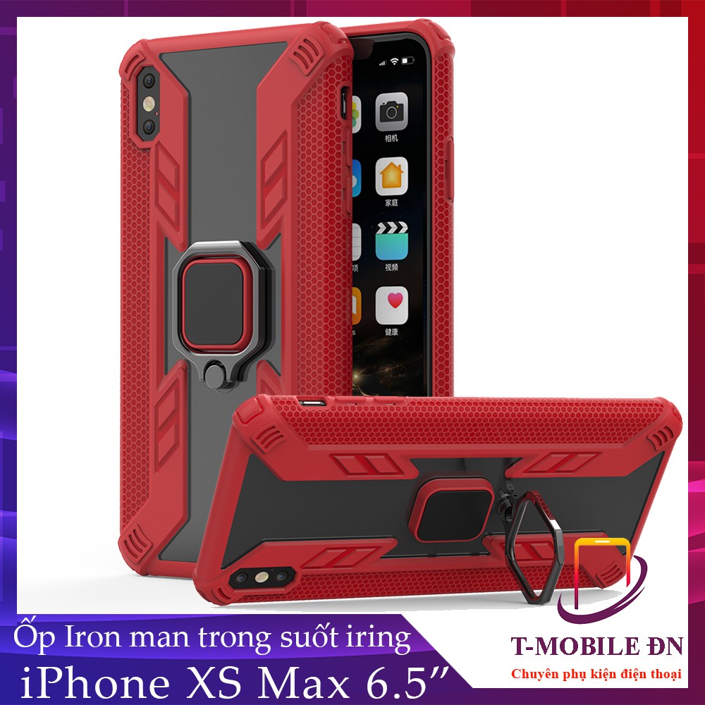 Ốp lưng iPhone XS Max iRON MAN IRING TRONG SUỐT Nhựa PC cứng viền dẻo chống sốc