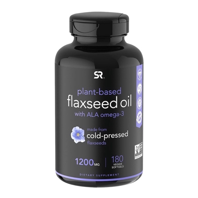 Viên dầu hạt lanh thuần chay Sports Research Vegan Flaxseed Oil 1200mg 180viên USA