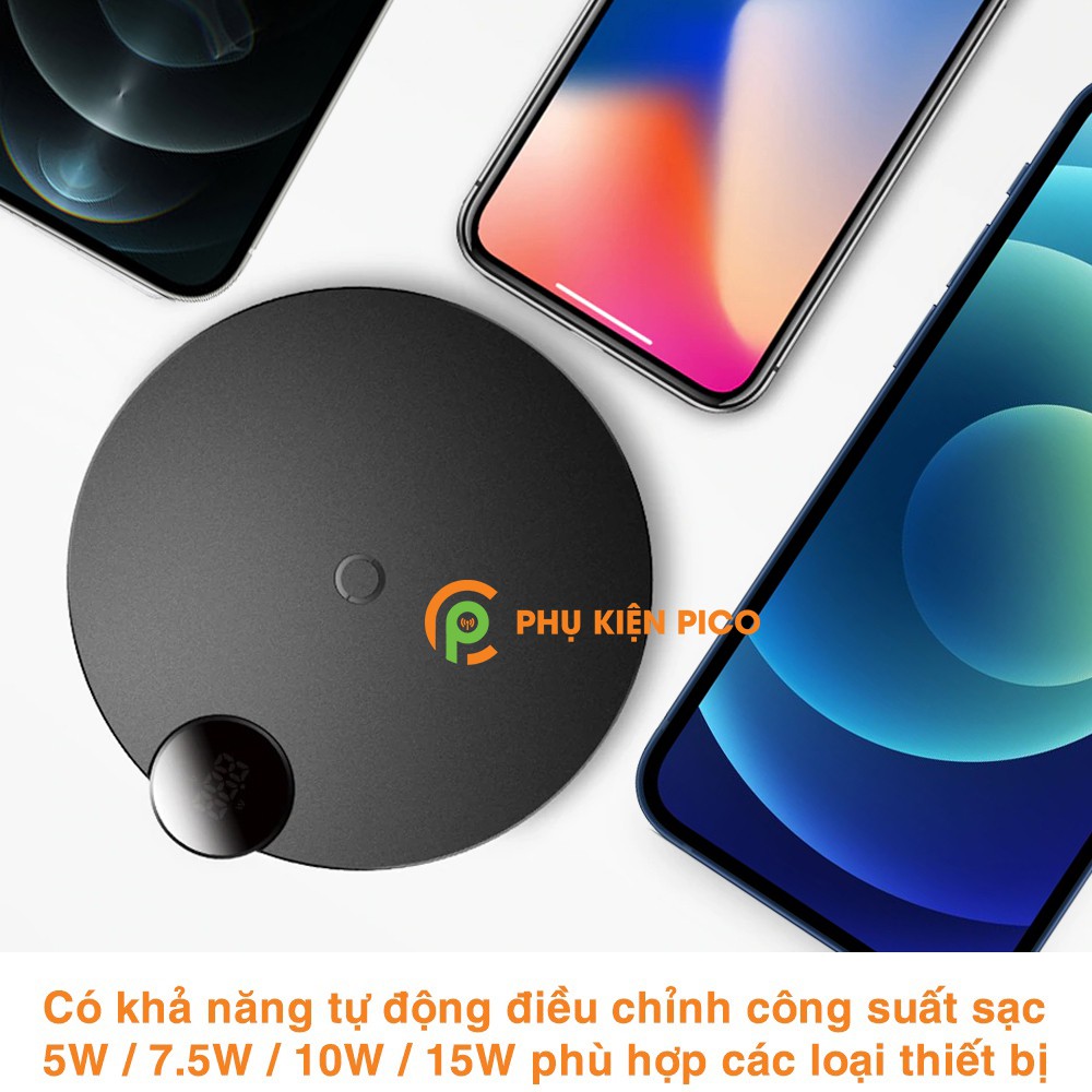 Đế sạc nhanh không dây Iphone 12 / 12 Mini / 12 Pro / 12 Pro Max / Iphone 11 Series 15W chính hãng Baseus chuẩn Qi