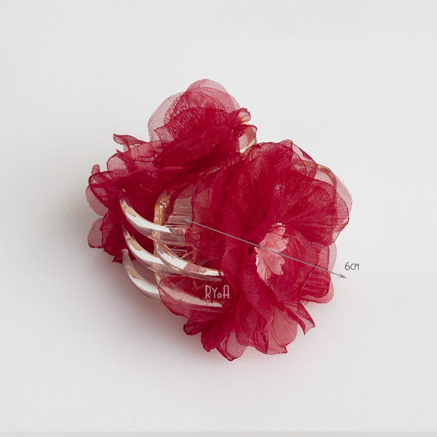 Kẹp tóc càng cua 5 răng hoa ruy băng satin RYA 71443