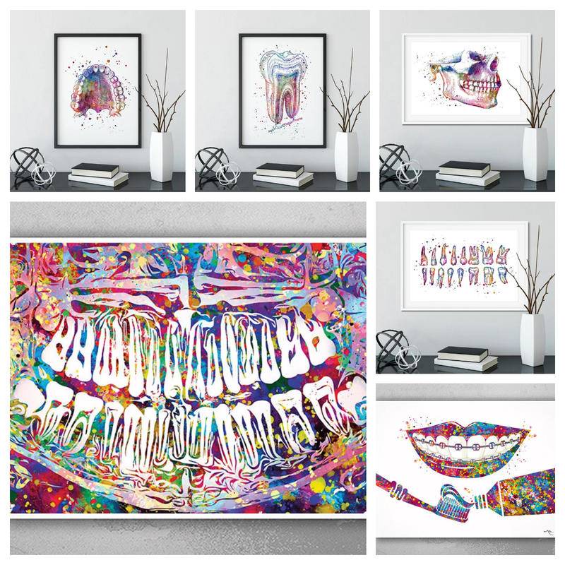 Tranh Vải Bạt Treo Tường In Hình Giải Phẫu Học Nha Khoa Răng Trang Trí Đa Ứng Dụng