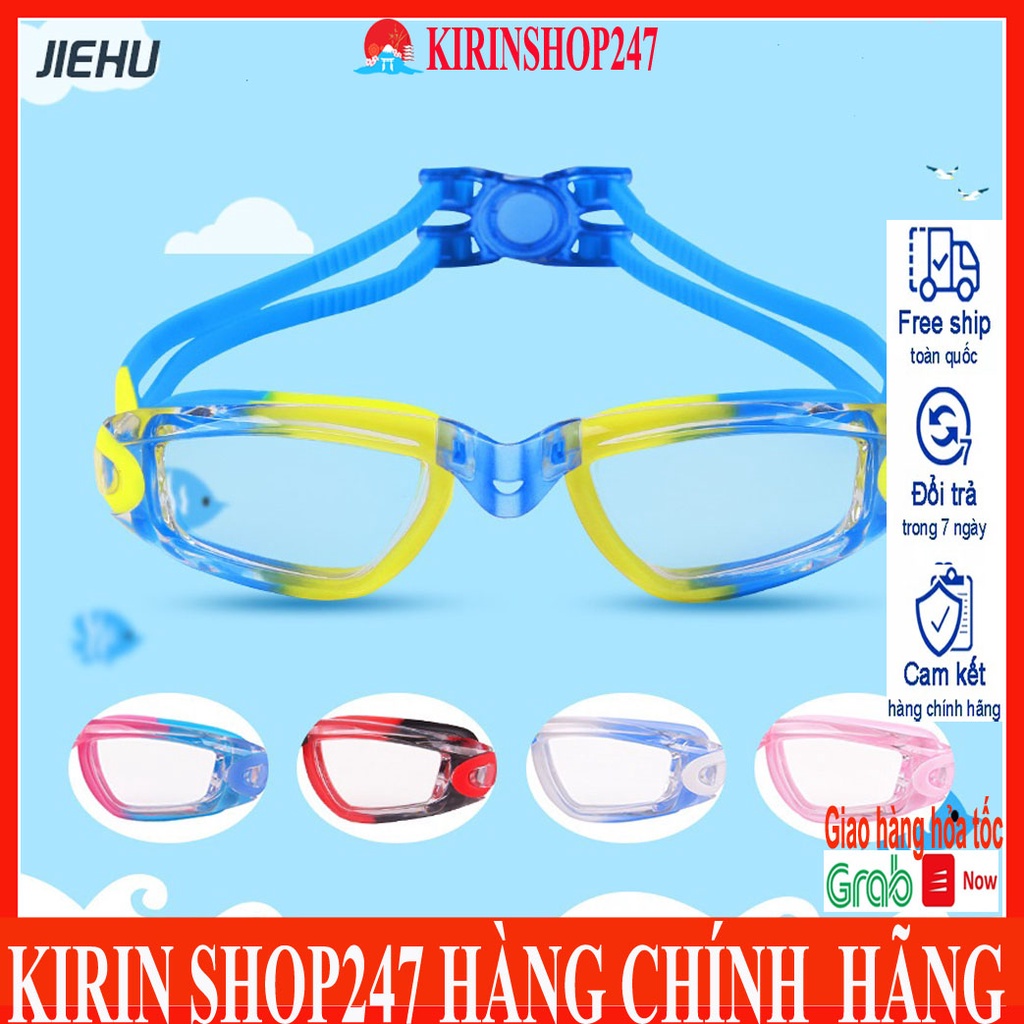 Kính bơi trẻ em cao cấp Jiehu 5 đến 16 tuổi 360 góc nhìn, hạn chế sương mờ ngăn nước tuyệt đối