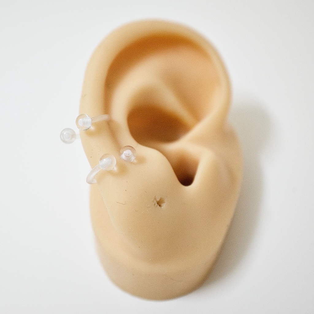 Khuyên Tai Titan Unisex Chữ U Trong Suốt Nhựa Không Gỉ Sét Không Ngứa Bông Tai Julies Box 66