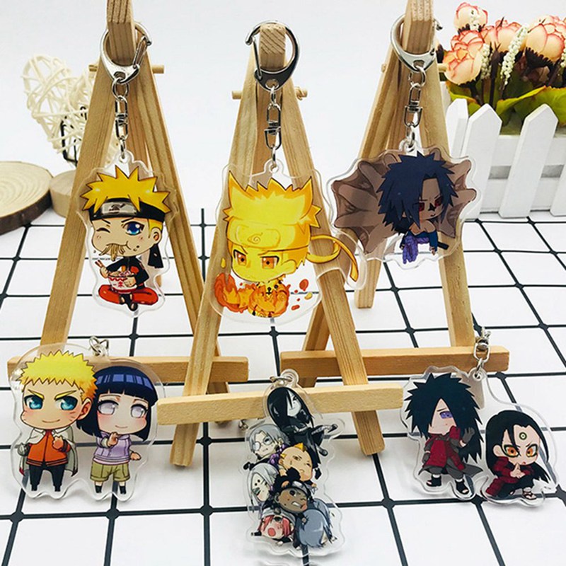 Móc khóa hai mặt bằng acrylic nhân vật hoạt hình Naruto
