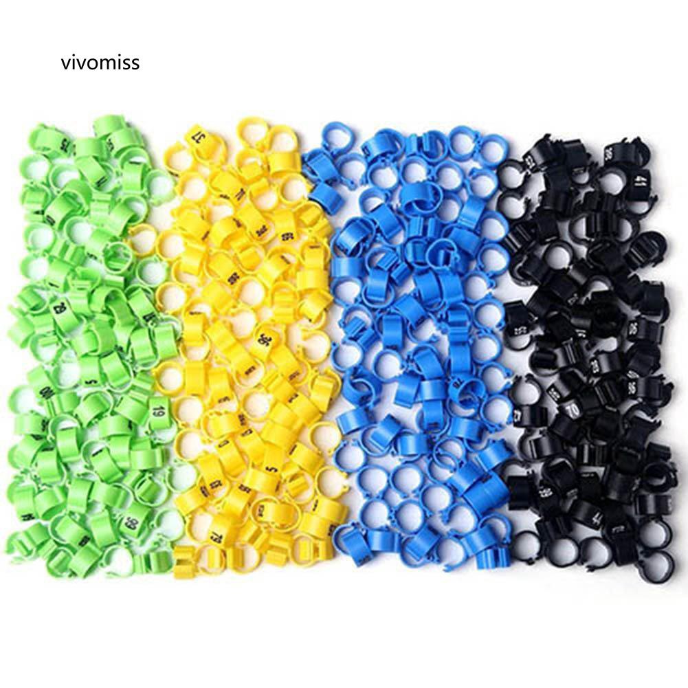 Bộ 100 vòng nhựa đeo chân chim cảnh có đánh số