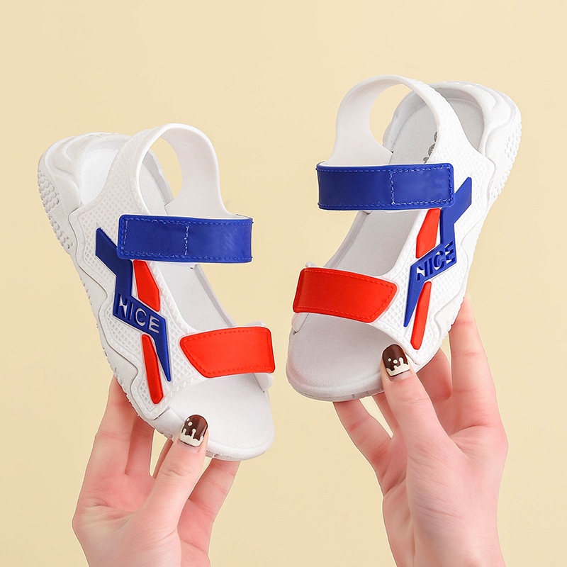 Giày Dép Sandal Quai Hậu Dán Bé Trai Gái Bằng Nhựa Cao Su Dẻo Mềm Đi Học Chơi Chống Trơn Trượt Từ 3-12 Tuổi