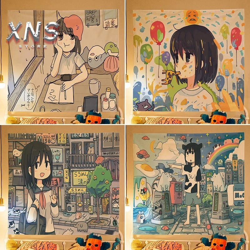 Tấm vải treo tường decor phòng hình nhân vật hoạt hình One Piece