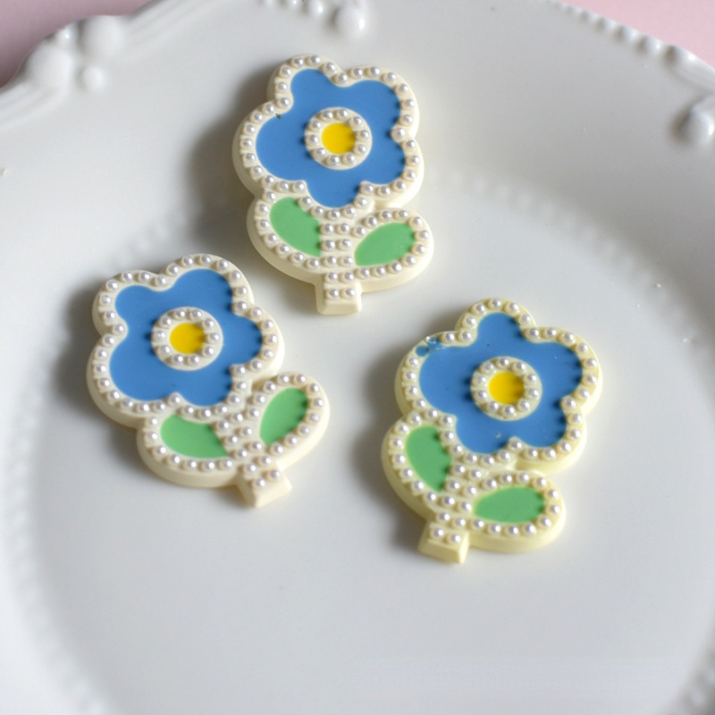 Bộ 5 Kẹp Tóc Hình Hoa Bằng Resin Đính Ngọc Trai Trang Trí Điện Thoại / Bông Tai DIY